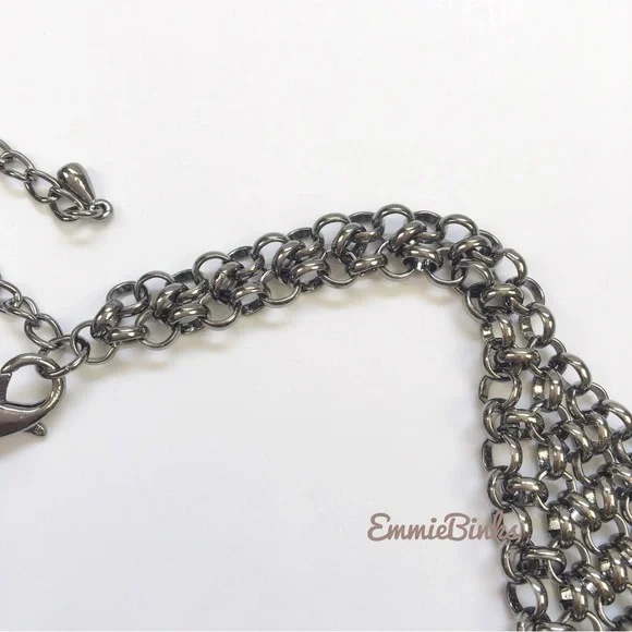 New Maximalist Chainmail Style Fringe Bib Statement Necklace - Picture 8 of 16